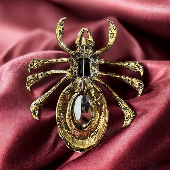Lg Spider pin/brooch rhinestones statement piece beautiful arachnids insects - Picture 4 of 6